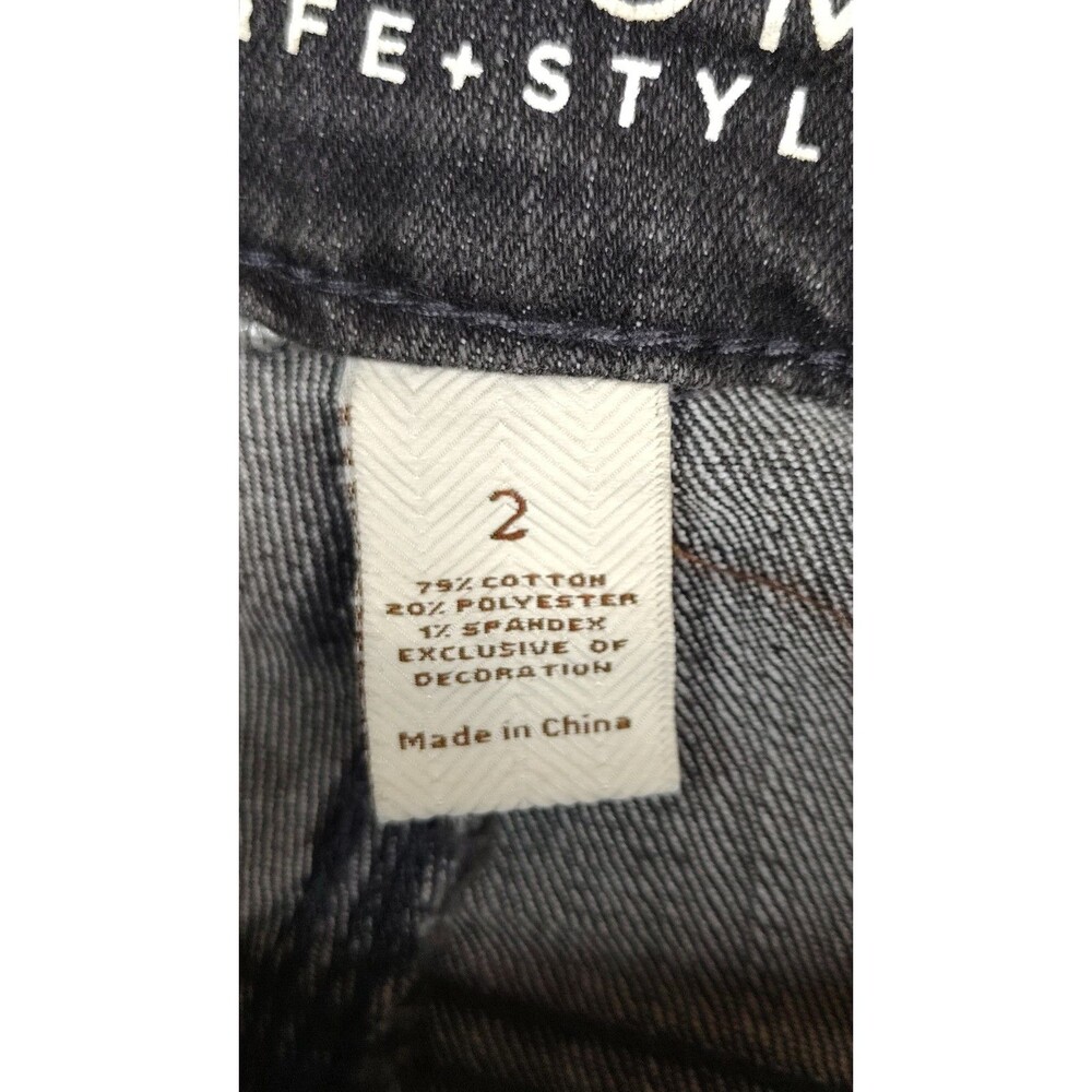 Sonoma Life + Style Jeans Mid Rise Size 2 Black Straight Faded Embossed Pockets - Picture 3 of 10